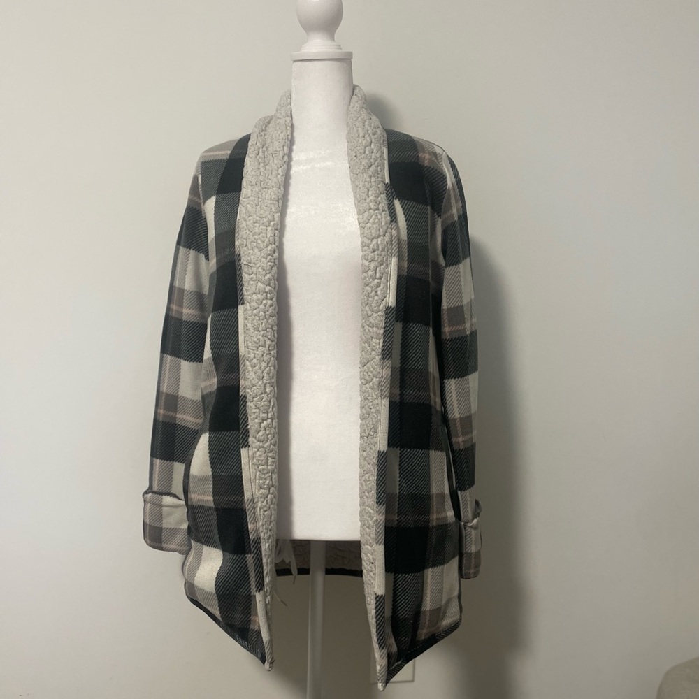 Abercrombie & Fitch Open Front Sherpa-Lined Cardigan